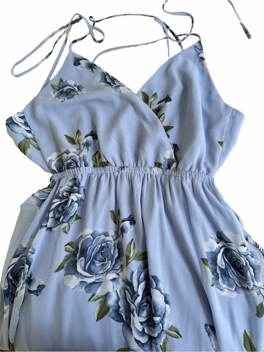 Lulu’s Kind And Loving Light Blue Floral Backless Maxi Dress Size Small - Picture 8 of 15
